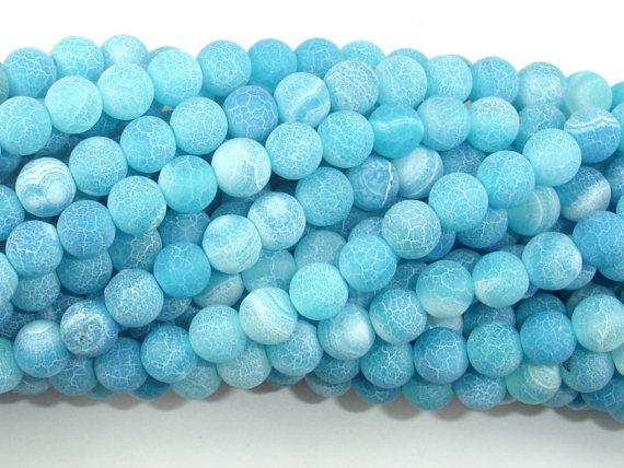 Frosted Matte Agate - Sea Blue, 6mm Round Beads-Agate: Round & Faceted-BeadDirect
