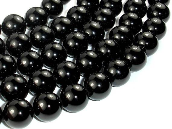 Black Onyx Beads, 14mm Round-Gems: Round & Faceted-BeadDirect