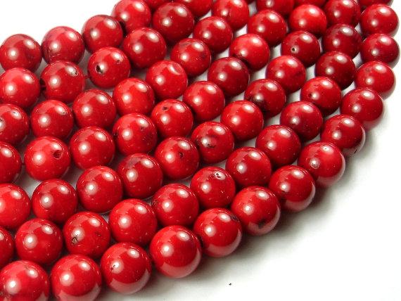 Red Bamboo Coral Beads, 12mm Round Beads-Gems: Round & Faceted-BeadDirect