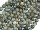 Black Fossil Jasper Beads, 6mm (6.3mm) Round Beads-Gems: Round & Faceted-BeadDirect