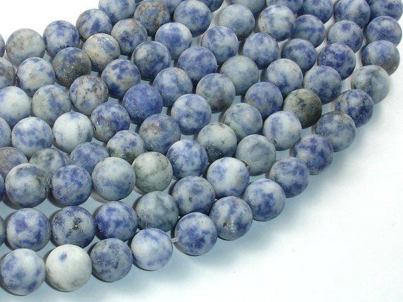 Matte Blue Spot Jasper Beads, 10mm Round Beads-Gems: Round & Faceted-BeadDirect