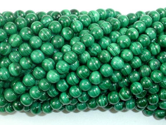 Natural Malachite Beads, 5mm Green Round Beads-Gems: Round & Faceted-BeadDirect