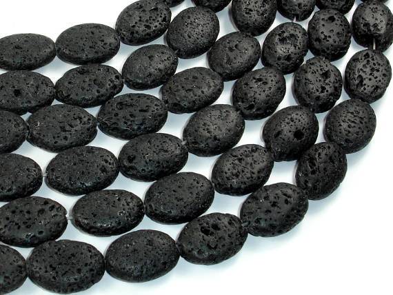 Black Lava, 13x18mm Oval Beads, 15 Inch-Gems:Oval,Rectangle,Coin-BeadDirect