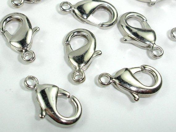 Lobster Claw Clasp, Rhodium Plated Copper, 20 pcs-Metal Findings & Charms-BeadDirect