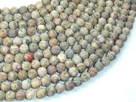 Matte Fossil Jasper Beads, 6mm Round Beads-Gems: Round & Faceted-BeadDirect