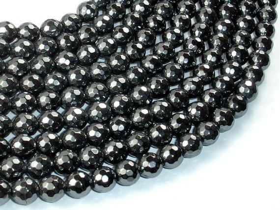 Hematite, 8mm Faceted Round Beads-Gems: Round & Faceted-BeadDirect