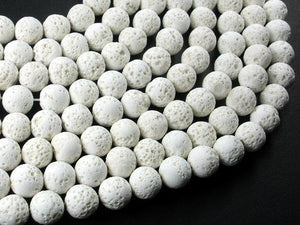 White Lava Beads, 10mm Round Beads-Gems: Round & Faceted-BeadDirect