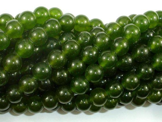 Jade Beads, Olive Green, 8mm Round Beads-Gems: Round & Faceted-BeadDirect