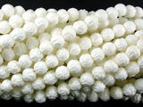 Tridacna Shell Beads, 6mm Carved Lotus Flower Round Beads-Gems: Round & Faceted-BeadDirect