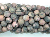 Matte Rhodonite Beads, 10mm, Round Beads-Gems: Round & Faceted-BeadDirect