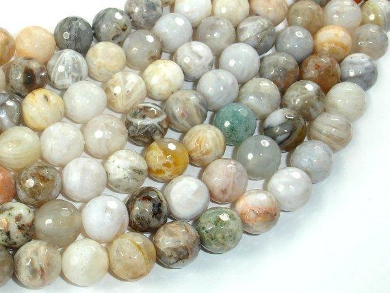 Bamboo Leaf Agate, 10mm Faceted Round Beads-Gems: Round & Faceted-BeadDirect