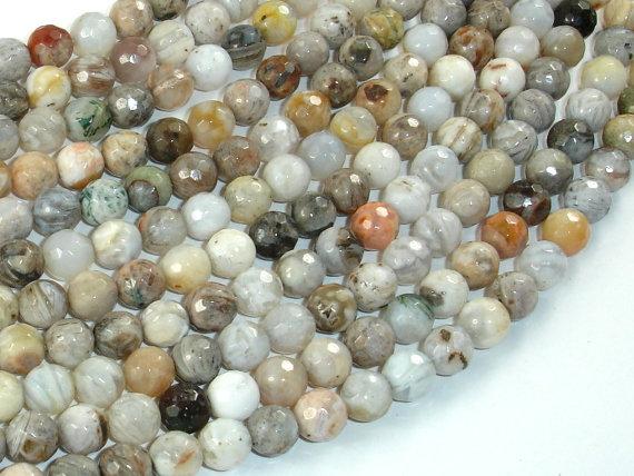 Bamboo Leaf Agate Beads, 6mm(6.4mm) Faceted Round Beads-Gems: Round & Faceted-BeadDirect