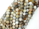 Bamboo Leaf Agate Beads, 6mm(6.4mm) Faceted Round Beads-Gems: Round & Faceted-BeadDirect