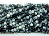 Rain Flower Stone Beads, Black, White, 4mm Round Beads-Gems: Round & Faceted-BeadDirect