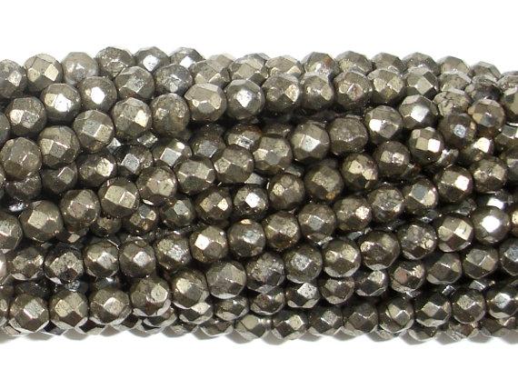 Pyrite Beads, 4mm Faceted Round-Gems: Round & Faceted-BeadDirect