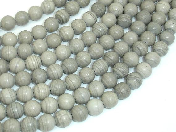Gray Banded Jasper, 8mm Round Beads-Gems: Round & Faceted-BeadDirect