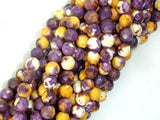 Rain Flower Stone, Purple, Yellow, 6mm Faceted Round Beads-Gems: Round & Faceted-BeadDirect
