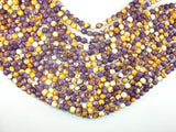 Rain Flower Stone, Purple, Yellow, 6mm Faceted Round Beads-Gems: Round & Faceted-BeadDirect