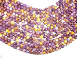 Rain Flower Stone, Purple, Yellow, 8mm Faceted Round Beads-Gems: Round & Faceted-BeadDirect