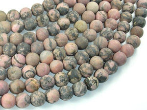Matte Rhodonite Beads, 10mm, Round Beads-Gems: Round & Faceted-BeadDirect