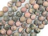 Matte Rhodonite Beads, 10mm, Round Beads-Gems: Round & Faceted-BeadDirect