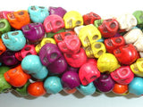 Howlite Skull Beads, Multi-color, 8x10mm-Gems: Round & Faceted-BeadDirect