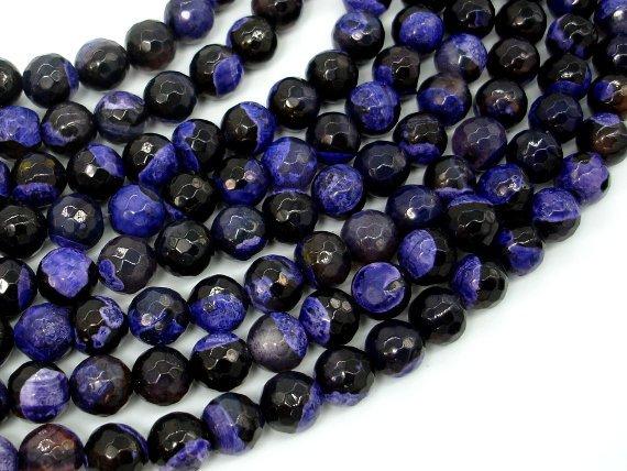 Agate Beads, Purple & Black, 8mm Faceted-Agate: Round & Faceted-BeadDirect