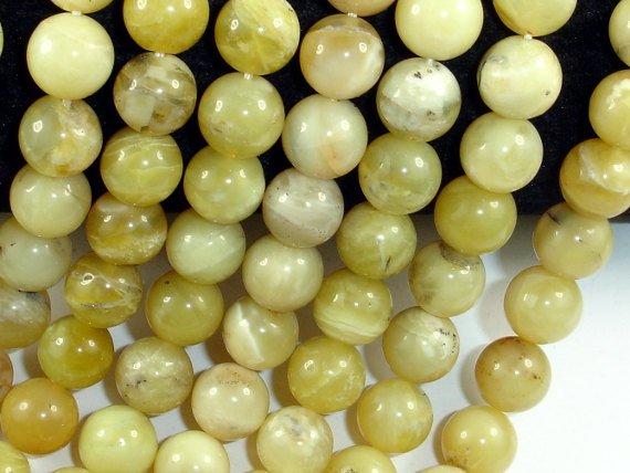 Yellow Opal Beads, 10 mm, Round Beads-Gems: Round & Faceted-BeadDirect