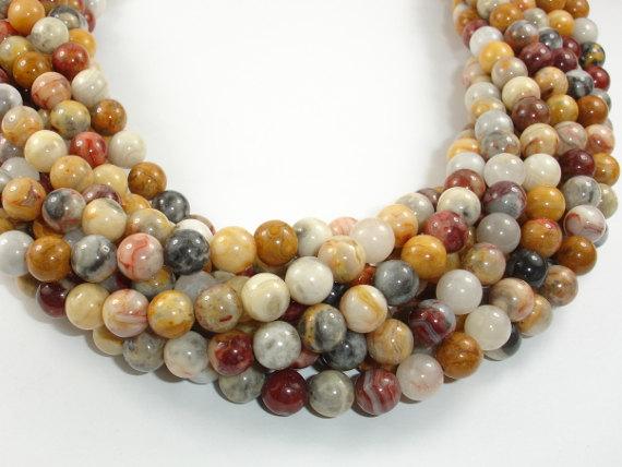 Crazy Lace Agate Beads, 8mm Round Beads-Gems: Round & Faceted-BeadDirect