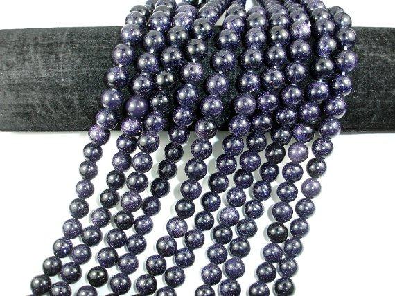Blue Goldstone Round Beads, 10mm-Gems: Round & Faceted-BeadDirect