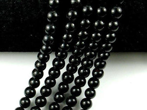 Black Tourmaline Beads, Round, 6mm-Gems: Round & Faceted-BeadDirect