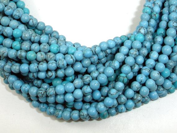 Turquoise Howlite Beads, 4mm Round Beads-Gems: Round & Faceted-BeadDirect
