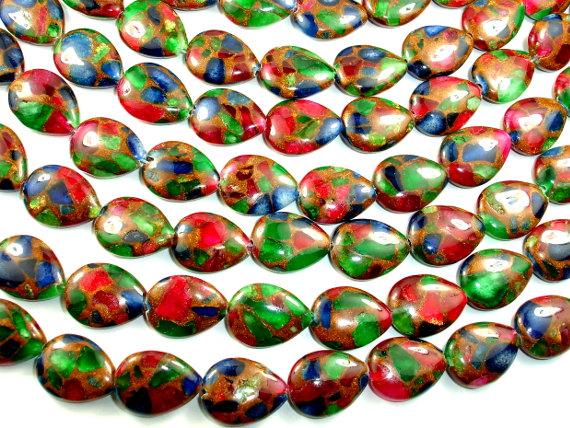 Mosaic Stone Beads, Multicolor, Flat Teardrop-Gems: Nugget,Chips,Drop-BeadDirect