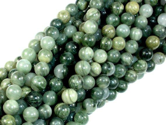 Green Line Quartz Beads, 6mm Round Beads-Gems: Round & Faceted-BeadDirect