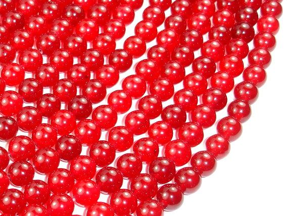 Red Jade Beads, Round, 8mm-Gems: Round & Faceted-BeadDirect