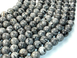 Gray Picture Jasper Beads, Round, 10mm-Gems: Round & Faceted-BeadDirect