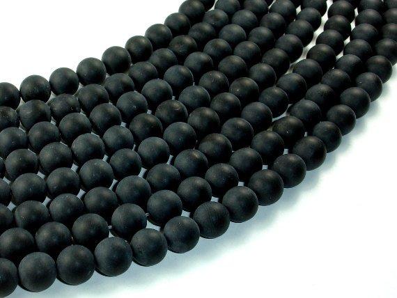 Matte Black Onyx Beads, Round, 10mm-Gems: Round & Faceted-BeadDirect