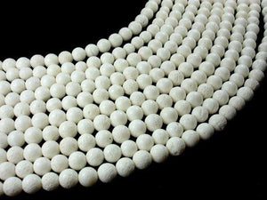 White Sponge Coral Beads, Round, 8mm (7.8mm)-Gems: Round & Faceted-BeadDirect