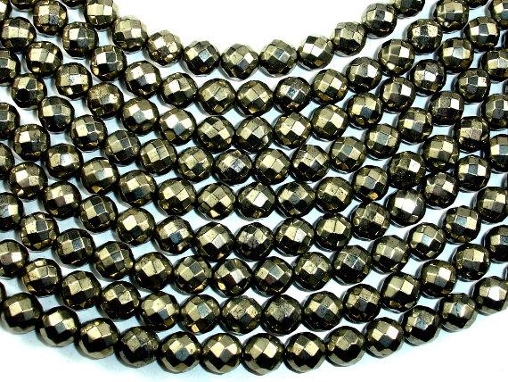 Pyrite Beads, Faceted Round, 8mm-Gems: Round & Faceted-BeadDirect
