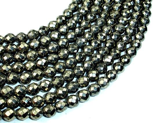 Pyrite Beads, Faceted Round, 6mm-Gems: Round & Faceted-BeadDirect