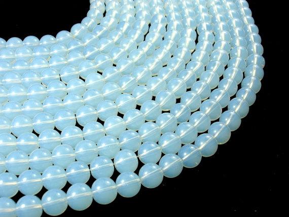 White Opalite Beads, Round, 10mm, 14.5 Inch-Gems: Round & Faceted-BeadDirect