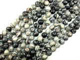 Black Line Jasper, Silk Stone, Spider Web Jasper Round, 10mm beads-Gems: Round & Faceted-BeadDirect