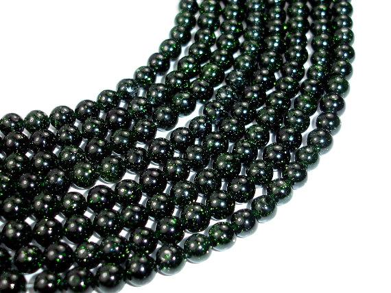 Green Goldstone Beads, 6mm Round Beads-Gems: Round & Faceted-BeadDirect