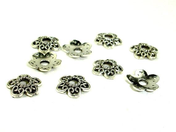 Bead Caps, Jewelry Findings, Zinc Alloy, Antique Silver Tone-Metal Findings & Charms-BeadDirect