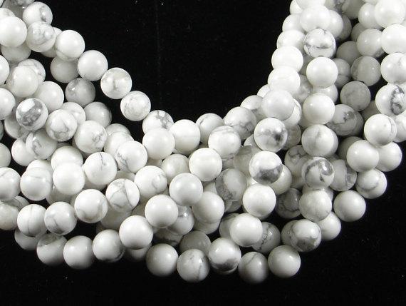 White Howlite Beads, Round, 6mm (6.3 mm), 15.5 Inch-Gems: Round & Faceted-BeadDirect