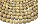 Druzy Agate Beads, Geode Beads, Matte Dark Golden Brown, 14mm-Agate: Round & Faceted-BeadDirect