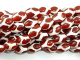 Tibetan Agate Beads, Red, Rice, 10mm x 14mm-Gems:Assorted Shape-BeadDirect