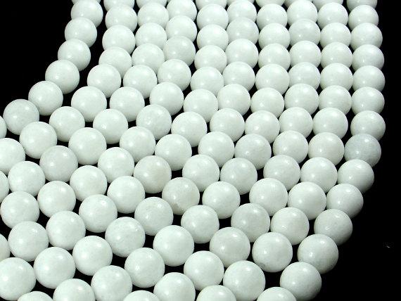 White Jade Beads, Round, 8mm (8.4 mm)-Gems: Round & Faceted-BeadDirect