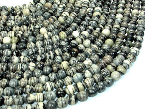 Black Line Jasper Beads, Silk Stone, Spider Web Jasper, Round, 8mm-Gems: Round & Faceted-BeadDirect