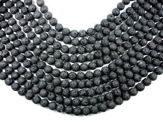 Black Lava Beads, Round, 10mm (10.3 mm)-Gems: Round & Faceted-BeadDirect